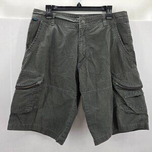 Kuhl Ambush Cargo Shorts Men's 34 Green Vintage Patina Dye Hiking Camp